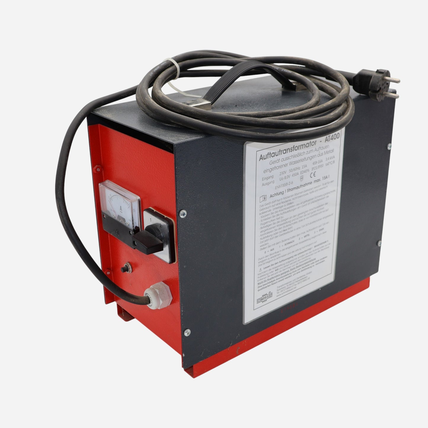 Schmidbauer AT400 Auftautransformator 450A 3-Stufen Auftaugerät Heizung Sanitär